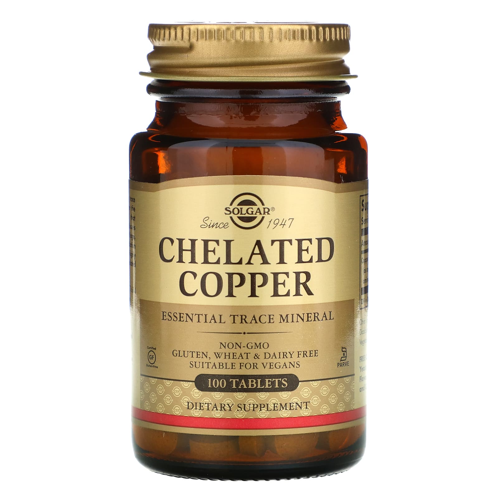 Solgar, Chelated Copper, 100 Tablets UPC 033984006409 | HiLife Vitamins